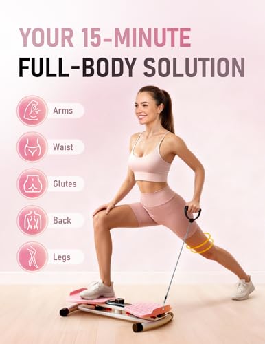 Waist Twister Machine Exercise, Ab Twist Board with Smart LED Digital Counter, Supports 300 lbs, Noiseless, Anti-Slip, Compact Portable for Home Gym Workout Equipment (Pink)