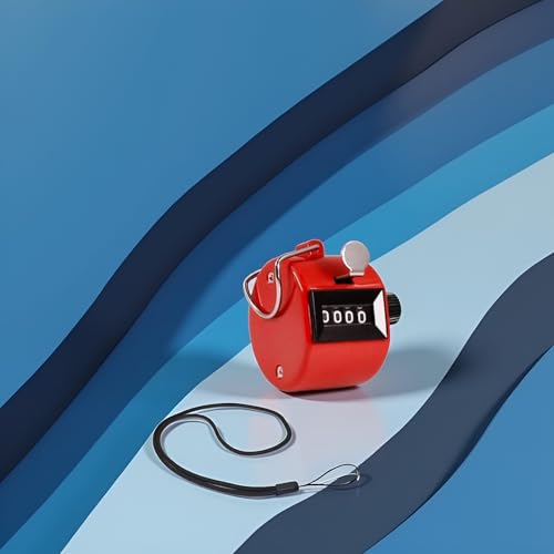 JJLFresheners 1PC FormVan Hand Tally Counter with Lanyard, Mechanical Lap Tracker Manual Clicker with Metal Finger Ring Hoop Holder, Red