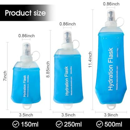 WILDREEDS 250ml Soft Flask, TPU Collapsible Soft Water Bottle for Hydration Pack, Running Vest, Folding Water Bottle for Hiking Cycling Climbing-1Pcs, Blue - color: 250ml Blue