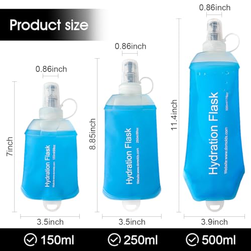 WILDREEDS 250ml Soft Flask, TPU Collapsible Soft Water Bottle for Hydration Pack, Running Vest, Folding Water Bottle for Hiking Cycling Climbing-1Pcs, Blue - color: 250ml Blue