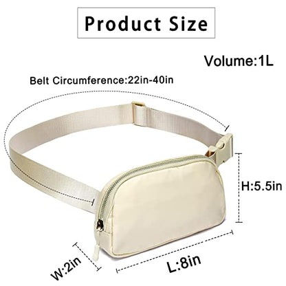 Amazerbst Belt Bag, Fanny Pack, Everywhere Belt Bag,40 Inch Adjustable Strap,for Women and Men,Waterproof - color: Beige