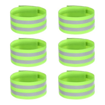 6 Pcs of High Visibility Reflective Bands Wristbands, Reflective Running Gear Adjustable Elastic Reflectives Arm Band, Safety Straps for Night Running, Cycling,Walking