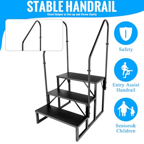 RV Step 3 Step Ladder with 2 Handrails - size: 3 Step-2