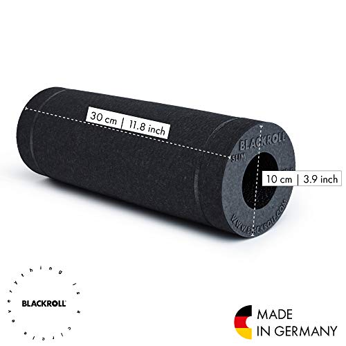 BLACKROLL - SLIM Foam Roller, Portable Massage and Fitness Tool for Muscle and Myofascial Release, Compact for Yoga and Workouts, Trigger Point Therapy, Foot Roller and Back Stretcher, 12” x 4”, Black