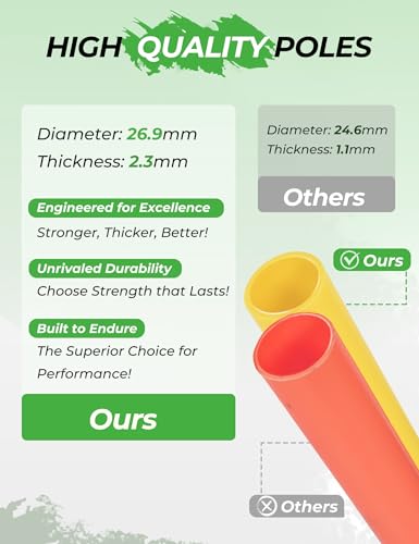 SEAOTTER Soccer Agility Training Poles, 6/10/20Pcs 6FT Adjustable Detachable Sports Speed Training Sticks, Practice Equipment Accessories for Football, Slalom & Rugby, Bending Poles for Horses - size: 10 pack