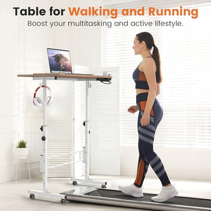 Hadulcet Small Standing Desk with Wheels, Rolling Desk Adjustable Height - color: Oak, size: 31.5"