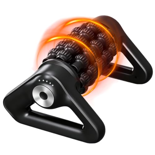 Electric Handheld Deep Rolling Massager, 5 Speed Roller Deep Tissue Percussive Massager for Muscle, Back and Neck, Shoulder and Foot, Black Rechargeable Cordless Massage Roller with Vibration