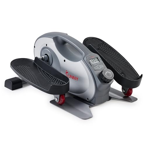 Sunny Health & Fitness Under Desk Pedal Elliptical Machine, Adjustable Resistance Leg Exerciser Office Home Workout While Sitting for Seniors - color: Grey