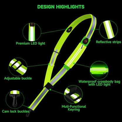 LED Reflective Belt Sash Gear, Reflective Running Gear for Night Walking