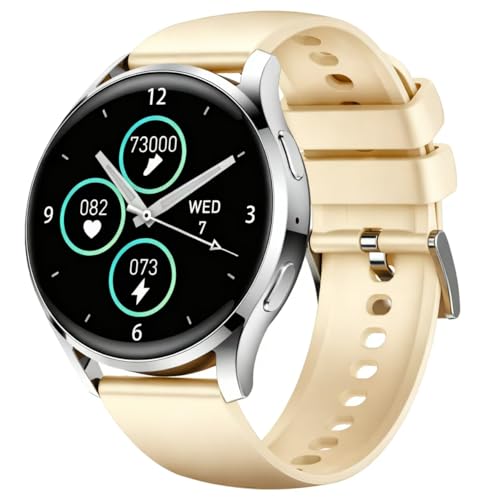 Smart Watch Fitness Tracker for iPhone Android for Women Men, Activity Tracker with Calorie & Step Counter, 150+ Sports, Daily Workout & Sleep Monitor，IP68 Waterproof Smartwatch (Gold) - color: Gold