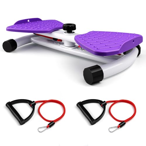 Waist Twister Machine with 300 lbs Weight Capacity, Abs Workout for Slim Waist and Core Ab Exercise, Noiseless Home Gym Exercise Equipment for Women Men, Pink and Purple