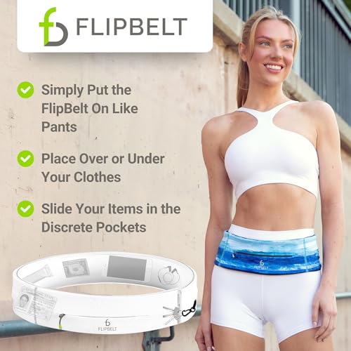 FlipBelt Zipper Running Belt, Waist Pack for Fitness and Running, US Company - color: White, size: Small