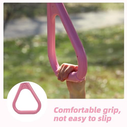 18" Pink Trapeze Swing Bar Rings 48" Heavy Duty Plastic Coated Chains Swing Set Accessories - color: Pink