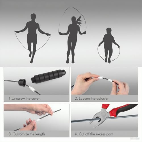 Jump Rope, Adjustable length Rapid Speed Jumping Rope Cable with Ball Bearings