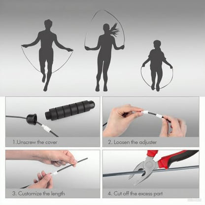Jump Rope, Adjustable length Rapid Speed Jumping Rope Cable with Ball Bearings