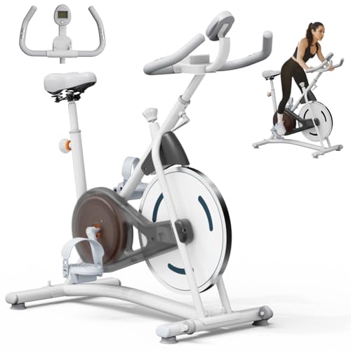 Exercise Bike, Stationary Bikes for Home, Compact Indoor Cycling Bike - color: White