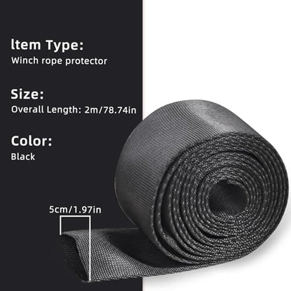 Flylin Universal Winch Rope Protector Winch Cable Cover 5cm/1.97in Width,2m - color: 5cm x 2m