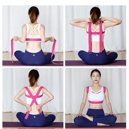 Yoga Strap Stretching Adjustable D-Ring Buckle Non-Elastic Yoga Belt for Pilates Gym Workouts Improve Flexibility - color: Black