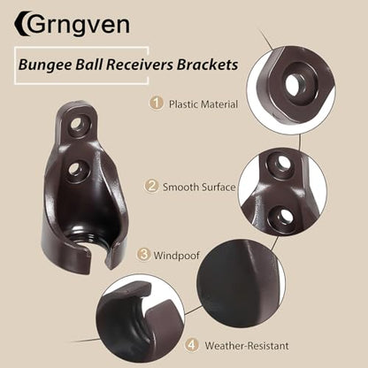 8Pcs Bungee Ball Receivers Brackets, Universal Bungee Kit Parts - color: Brown