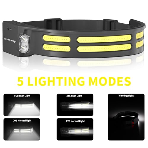 LED Headlamp, USB Rechargeable Head Lamp, 230° Wide Beam Motion Sensor Headlight, Super Bright Outdoor Waterproof Flashlight for Camping, Running, Repairing, Hiking, Fishing, Reading - size: Lamp 2-2
