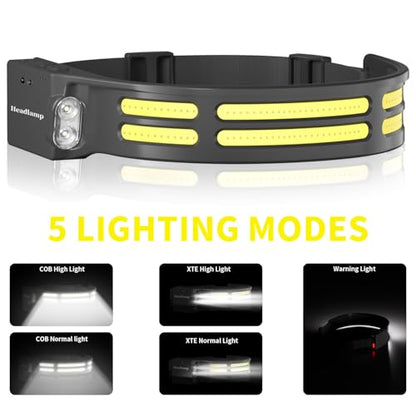 LED Headlamp, USB Rechargeable Head Lamp, 230° Wide Beam Motion Sensor Headlight, Super Bright Outdoor Waterproof Flashlight for Camping, Running, Repairing, Hiking, Fishing, Reading - size: Lamp 2-2