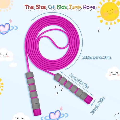 Jump Rope For Kids,Jump Rope Kids,Adjustable Soft Skipping Rope,Toddler Jump Rope With Skin-Friendly Foam Handles For Kids, Boys,Girls,Women, Men,Exercise Activity,Outdoor Fitness - color: Pink