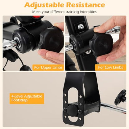 GYMAX Pedal Exerciser Bike Arm Leg Knee Physical Therapy Peddler, Adjustable Fitness Equipment Home Exercise Bike with LCD Monitor for Seniors Total Body Workout, Elderly Rehab