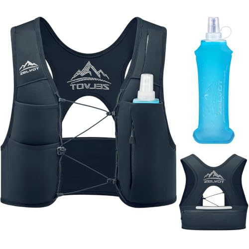 Zelvot X-Back Running Vest for Women, Hydration Vest with 500ml Soft Flask - color: Black