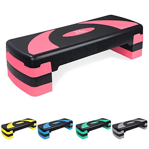 Adjustable Exercise Workout Aerobic Stepper Step Platform Trainer - color: Red