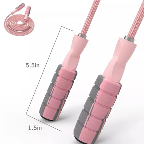 Jump Rope Cotton Adjustable Skipping Weighted jumprope for Women, Adult and Children Athletic Fitness Exercise Jumping Rope - color: Pink, size: 1pcs