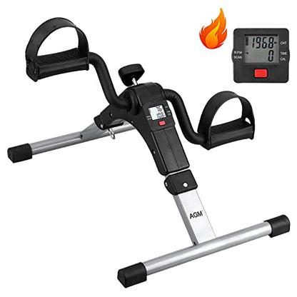 Folding Pedal Exerciser, Mini Exercise Bike Under Desk Bike - color: Silver