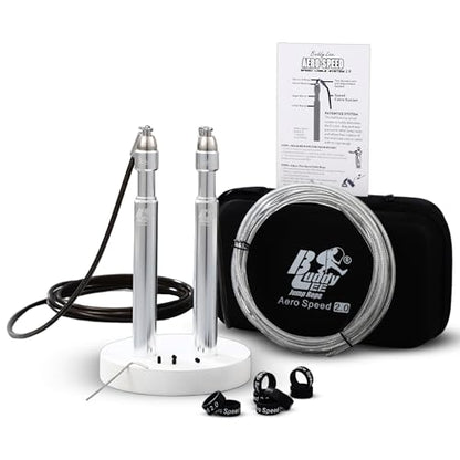 Buddy Lee Aero Speed Jump Rope 2.0 Upgraded Version with Sonic Rocket Speed Swivel Bearing | Tangle-Free & Adjustable Jump Rope for Men & Women - For Fitness, Double-Unders, and Cross-Training - color: Silver