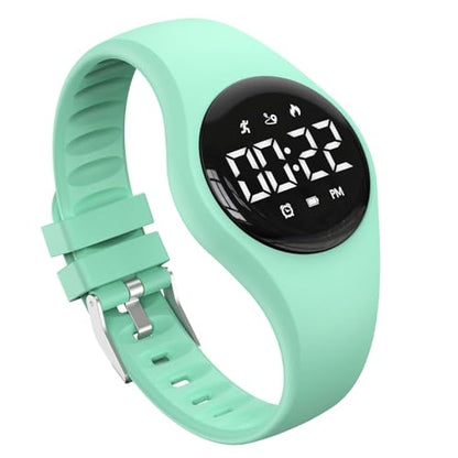 Kids Pedometer Watch, Digital Step Counter Watch, Waterproof Wristwatch, Calendar Alarm Clock for Children Boys Girls - color: Green