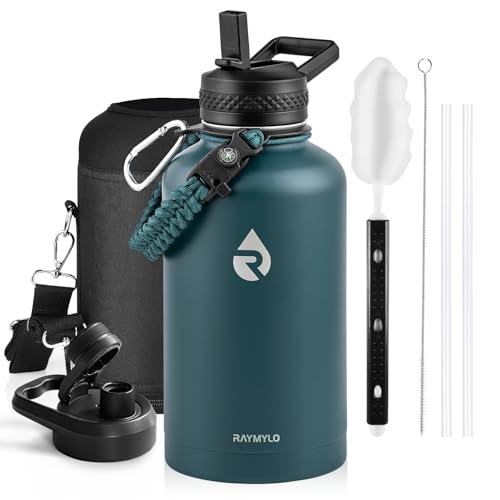 RAYMYLO Insulated Water Bottle 64 oz, Triple Wall Vacuum Stainless Steel - color: Dark Green, size: 64 Ounces