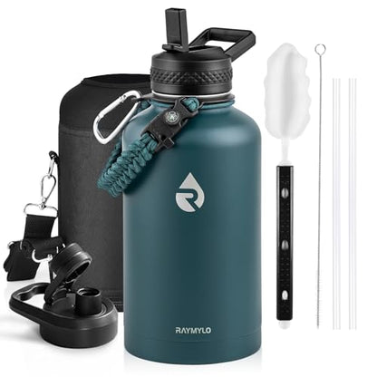 RAYMYLO Insulated Water Bottle 64 oz, Triple Wall Vacuum Stainless Steel - color: Dark Green, size: 64 Ounces