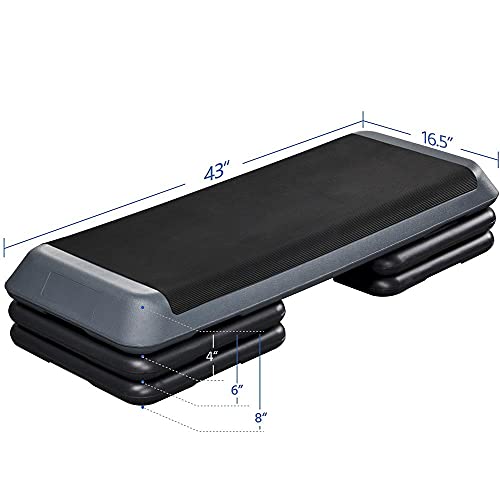 Yaheetech 43in Aerobic Step Platform, 3-Level Adjustable Workout Bench