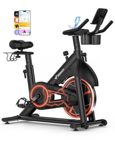MERACH Exercise Bike, Magnetic Resistance, 330lbs Capacity - color: Dark Orange