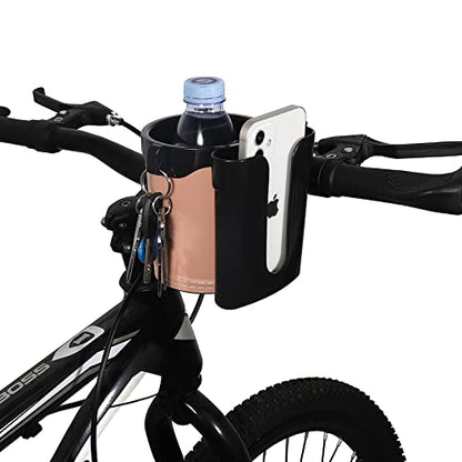 Accmor Stroller Cup Holder with Phone Keys Holder, 3-in-1 Universal Cup Holder, Drinks Bottle Holder for Stroller, Bike, Wheelchair, Walker, Scooter - color: Black Brown