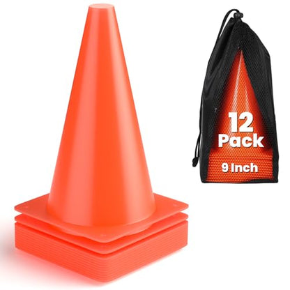 GHB Soccer Cones 7" 9" of 12 24 Pack Disc Soccer Sport Cones - color: 9" 12Pcs orange