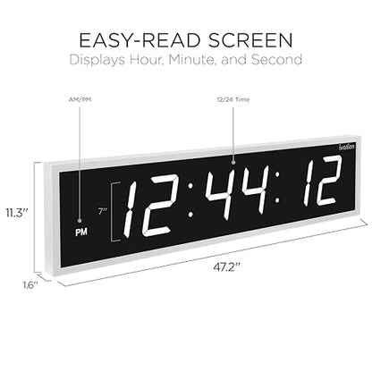Ivation Oversized Digital Wall Clock with Large LED Display & Timer, 48" - color: White, size: 48" Inch