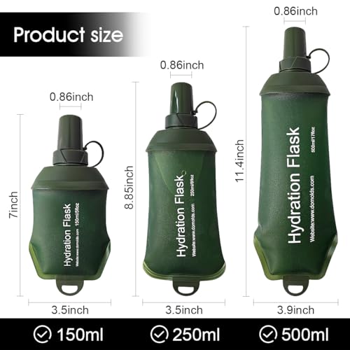 WILDREEDS 250ml Soft Flask, TPU Collapsible Soft Water Bottle for Hydration Pack, Running Vest, Folding Water Bottle for Hiking Cycling Climbing-2Pcs, Green - color: 2pcs, 250ml Green