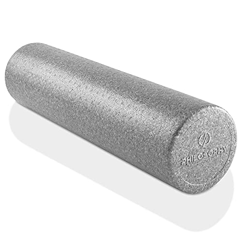 Philosophy Gym 24" High-Density Foam Roller for Exercise, Massage, Muscle Recovery - Round, Gray - color: Gray, size: 24 Inch