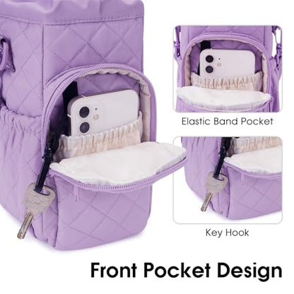 sportsnew 40oz Crossbody Water Bottle Bag for Gym Hiking - color: Quilt Purple