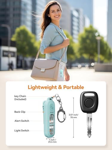 TECKNET Personal Safety Alarm 135dB with SOS Strobe Light for Women - Rechargeable& IPX4 Waterproof Running Lights with Clip On Torch & Low Battery Notice, Safety Siren for Running, Travel Kids, Blue - color: Blue