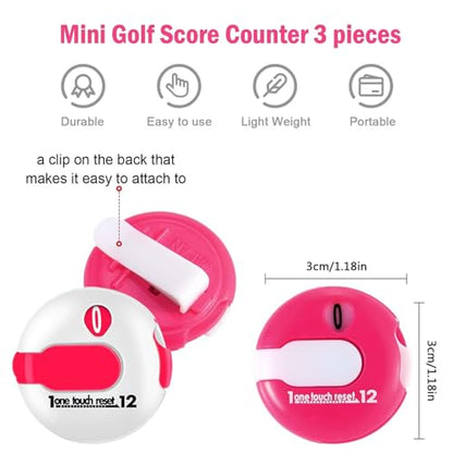 Golf Stroke Counter 1.2 Inch with Touch Reset - color: pink-black