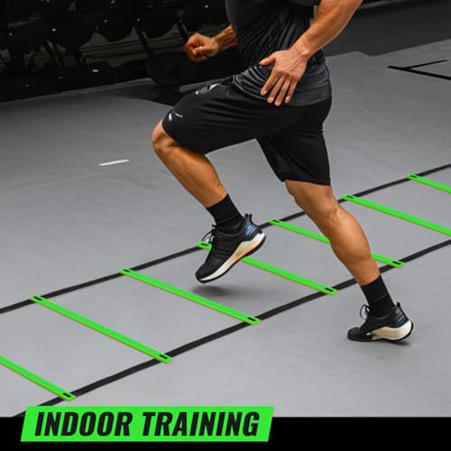 Teenitor Agility Ladder Speed Ladder Training Ladder for Soccer, Speed, Football Fitness Feet Training Carry Bag Agility Training Equipment 13 rungs, 23 feet - color: Green