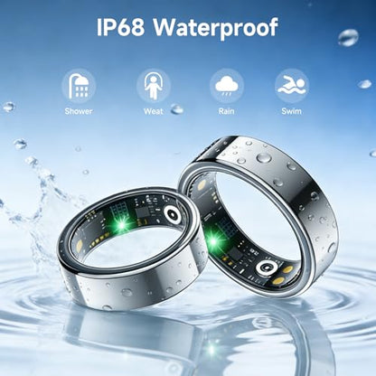 Smart Ring for Women Men, Health Tracker, Fitness Ring (Silver, 9#) - color: Silver, size: 9#