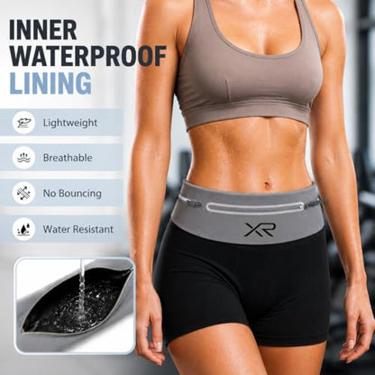 Running Belt Waist Pack for Men & Women, Slim Running Fanny Pack- Adjustable Fitness Waist Pouch, Bounce Free Jogging Belt, Waterproof Zipper, Reflective Running Gear (Gray) - color: Gray