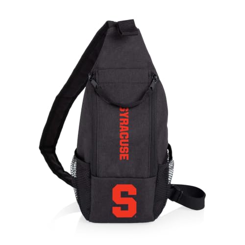 PICNIC TIME NCAA Syracuse Orange Strider Crossbody Cooler Sling Bag, Insulated Hiking Fanny Pack, Multi Functional Travel Beverage Tote, Chest Daypack, Small 3 Can Drink Carrier, (Black)