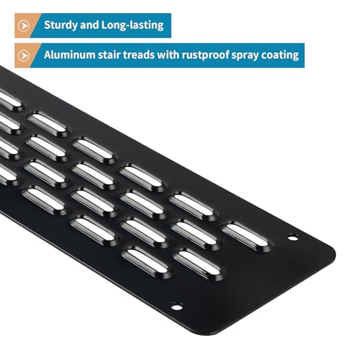 4 Pack Non Slip Aluminum Stair Treads, 30" x 3.7" Waterproof Traction Strips with Screws for Outdoor Deck Steps, Wood Ramp, Walkway or Indoor Stairs (Black)
